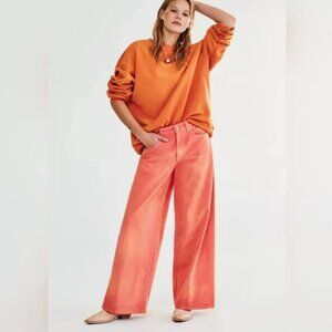 NWT WE THE FREE X FREE PEOPLE Waterfalls Baggy Wide Leg Denim Jeans Oklahoma Sun